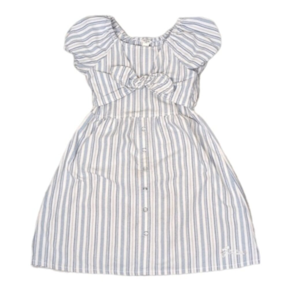 Guess Tie Front Striped Dress Rhinestone Logo Jewel Buttoned Spring Summer